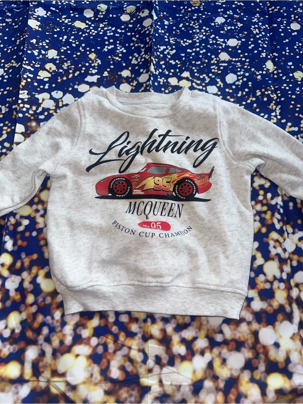 Disney Gray Sweatshirt with Red Lightning McQueen Graphic